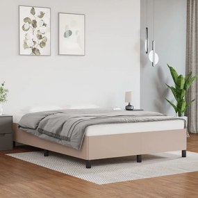 347250 vidaXL Cadru de pat, cappuccino, 140x190 cm, piele ecologică