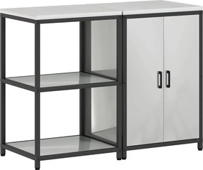 vidaXL Set de depozitare pentru bucătărie cu raft 2 pcs Argintiu