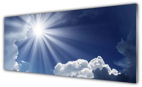 Tablou pe sticla Soare Peisaj Albastru Alb