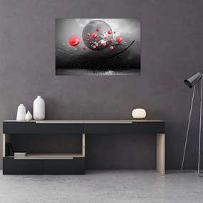 Tabloul cu bile abstracte roșii (90x60 cm)