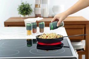 Borcan pentru condimente Lekue 1009487, 80 ml, Ø5,2x9,2 cm, Sticla, +4°C/+80°C, Gri