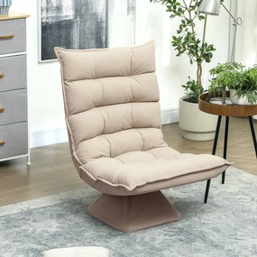 HOMCOM Fotoliu Relax Rotativ 360° cu Spătar Reglabil în 5 Poziții, Fotoliu de Podea cu Șezut Căptușit Gros în Material Textil cu Aspect de In, pentru Living, Lectură, 62x70x95 cm, Bej | Aosom Romania