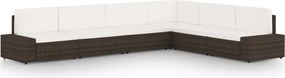 vidaXL Set mobilier de grădină cu perne, 6 piese, maro, poliratan