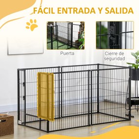 PawHut Parc pentru câini cu 6 panouri Reglabil Gard metalic pentru animale de companie cu cadru din oțel 82,5-150x79x81 cm Negru | Aosom Romania