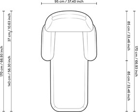 Pat de zi tip sezlong design LUX Udine, Lyssa off-white