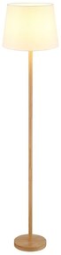 Lampadar de podea metal aspect lemn abajur textil alb JORIS