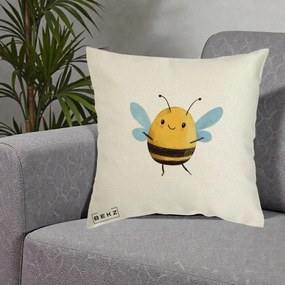 Perna Decorativa Buburuza pe Trifoi cu Patru Foi, 40x40 cm, Ecru, Husa Detasabila, Perna Inclusa, BEKZ®