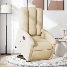 vidaXL Fotoliu electric rabatabil cu ridicare, crem, textil