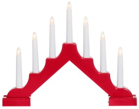 Candelă adventistă LED, 7 lumini, 29 cm, roșu
