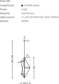 Lustra LED suspendata design geometric ORION