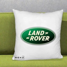 Perna Personalizata cu emblema Land Rover, 40x40 cm, Alb Pufos, Husa Detasabila, Perna Inclusa, BEKZ®