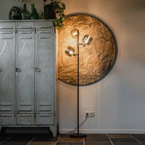 Lampa de podea neagră cu auriu cu sticlă fumurie cu 3 lumini - Zuzanna