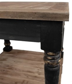 Măsuță laterală shabby chic, cu finisaj negru antichizat, Clarisse, 80x80x85 cm