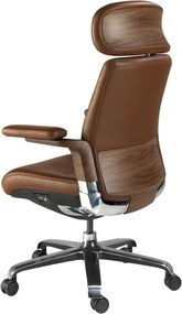Scaun de birou modern piele sintetica si furnir de nuc Brown