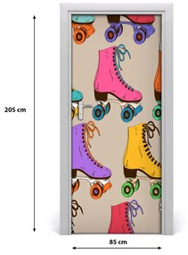 Autocolante pentru usi patine cu rotile colorate autoadezive pe ușă