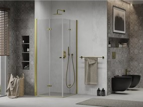 Mexen Lima Duo cabină de duș pliabilă 90 x 90 cm, transparent, auriu - 856-090-090-50-00-02