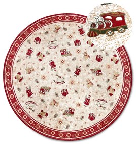 Covor roșu rotund din amestec de bumbac ø 200 cm cu model de Crăciun Toy's Delight Red Christmas – Villeroy&amp;Boch