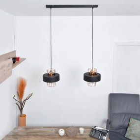 LED Lustră pe cablu VOLTA 2xE27/15W/230V neagră/aurie