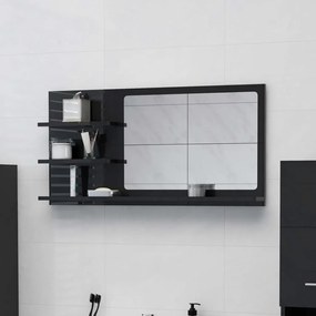 805022 vidaXL Oglindă de baie, negru extralucios , 90x10,5x45 cm, PAL