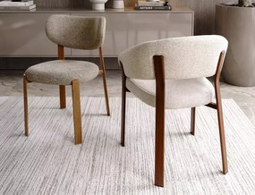 Scaun lemn tapitat Nagoja D 255 bej deschis/nuc- H79 cm
