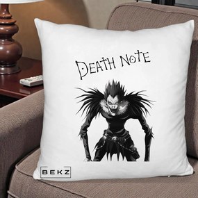 Perna Personalizata Death Note Ryuk Shinigami Alb-Negru, 40x40 cm, Alb Pufos, Husa Detasabila, Perna Inclusa, BEKZ®