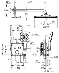 GROHE 34876000 - Sistem de duș PRECISION SMARTCONTROL 310 × 310 mm, crom