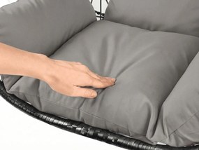 Scaun suspendat negru KOKON fara suport, perna deschisa la culoare