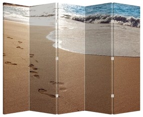 Paravan - Urme în nisip și mare (210x170 cm)
