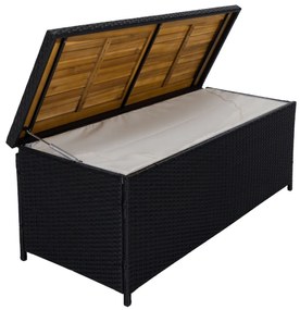 Cutie/banc de depozitare pentru grădină,negru/natural/crem, BEMUS