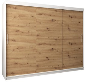 Dulap de haine 250 cm Toki (alb mat + stejar artisan). 1064861