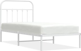 vidaXL Cadru pat metalic cu tăblie, alb, 90x200 cm