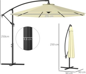 Outsunny Umbrela pentru Gradina Brat Deluxe Inclinabila cu Manivela, Φ3m | Aosom Romania