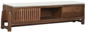 Comoda TV, natur, din lemn de acacia si blat din terrazo, Brione