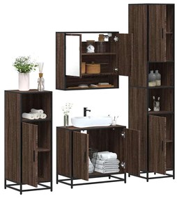 vidaXL Set de mobilier de baie din 4 piese din lemn de stejar maro