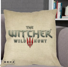 Perna Personalizata The Witcher 3 Wild Hunt, 40x40 cm, Crem, Husa Detasabila, Perna Inclusa, BEKZ®