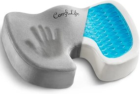 ORTO COCCIS GEL CATIFEA, Pernă ortopedică pentru șezut, din spumă cu memorie și strat gel cu efect răcoritor, Gri