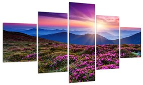 Tablou cu peisaj montan înflorit (125x70 cm), în 40 de alte dimensiuni noi