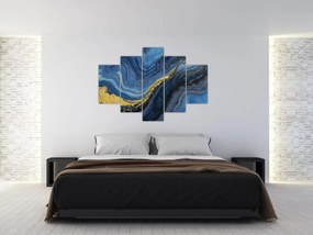 Tablou - Abstracție albastru-aurie (150x105 cm)