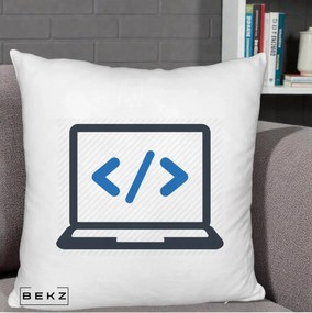 Perna Personalizata Laptop Cod HTML, 40x40 cm, Alb Pufos, Husa Detasabila, Perna Inclusa, BEKZ®