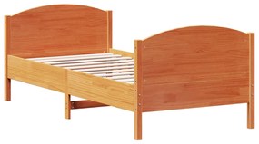 842565 vidaXL Cadru de pat cu tăblie, maro ceruit, 100x200 cm, lemn masiv pin
