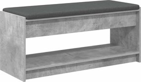 vidaXL Bancă pentru hol cu pernă cu raft Gri Beton 103 x 38 x 45 cm