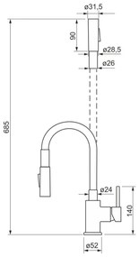 ALVEUS KI112111 - Baterie chiuvetă BEA 47 cm flexibilă crom/negru