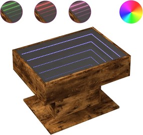 vidaXL Măsuță de cafea cu LED stejar fumuriu 70x50x45cm lemn prelucrat