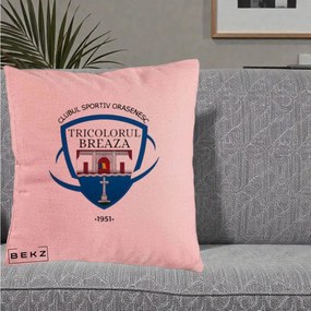 Perna Personalizata CSO Tricolorul Breaza 1951, 40x40 cm, Roz, Husa Detasabila, Perna Inclusa, BEKZ®