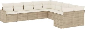 vidaXL Set canapele de grădină cu perne, 10 piese, bej, poliratan