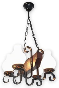 Candelabru rustic fabricat manual din lemn pictat 4 brate Vela