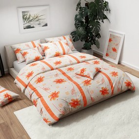 Lenjerie de bumbac ORANGE FLOWERS alb Dimensiune lenjerie de pat: 70 x 90 cm | 140 x 200 cm