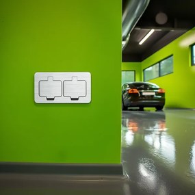 Priză dublă încastrabilă de podea de exterior Brilagi IP55 crom mat dreptunghiular