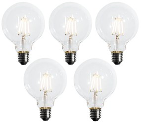 Set de 5 becuri LED E27 dimabile G95 5W 450lm 2700K