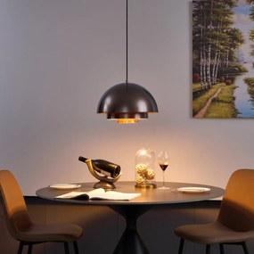 Lampă suspendată scandinavă bronz închis cu interior auriu - Loes